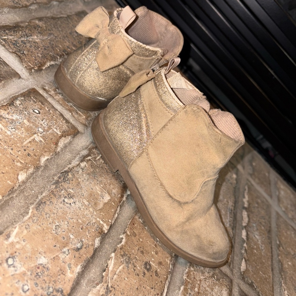 Tan Suede Ankle Boots with Drawstring Closure